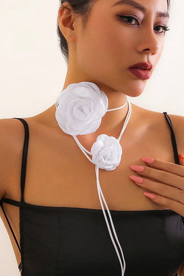 Gargantilla de flores de rosa blanca para fiesta